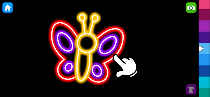 Fluture luminos creat într-o activitate de desen
